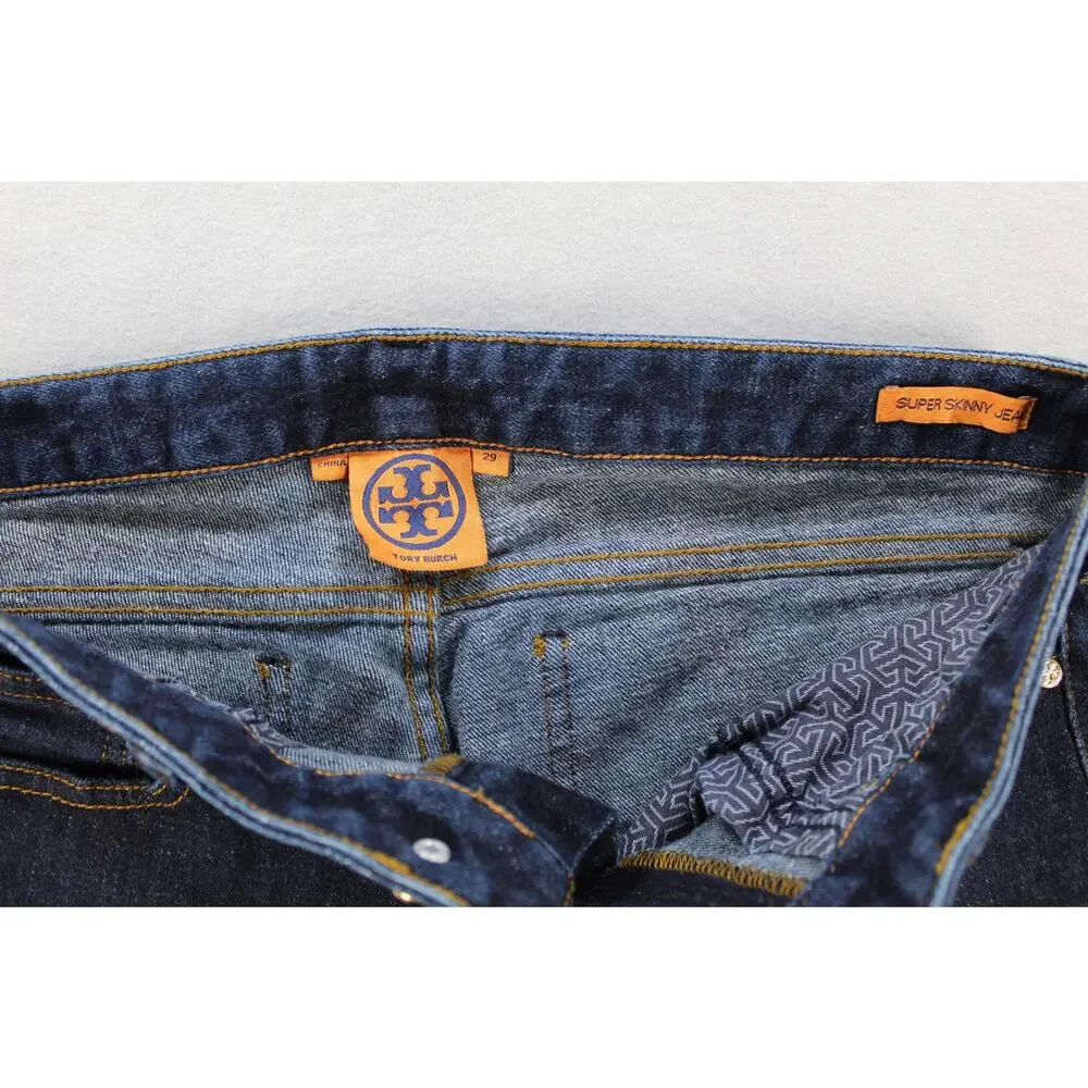 Tory Burch Super Skinny Blue Jeans Women's 29 Gold Hardware